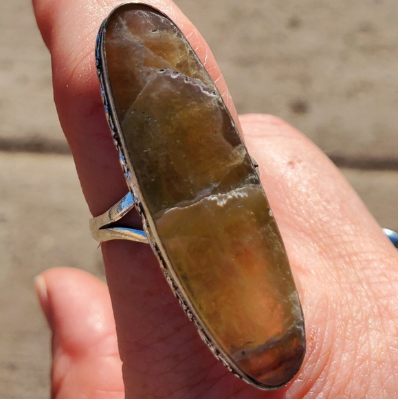 New Petrified Wood Jasper Silver Statement Ring. - Picture 6 of 13